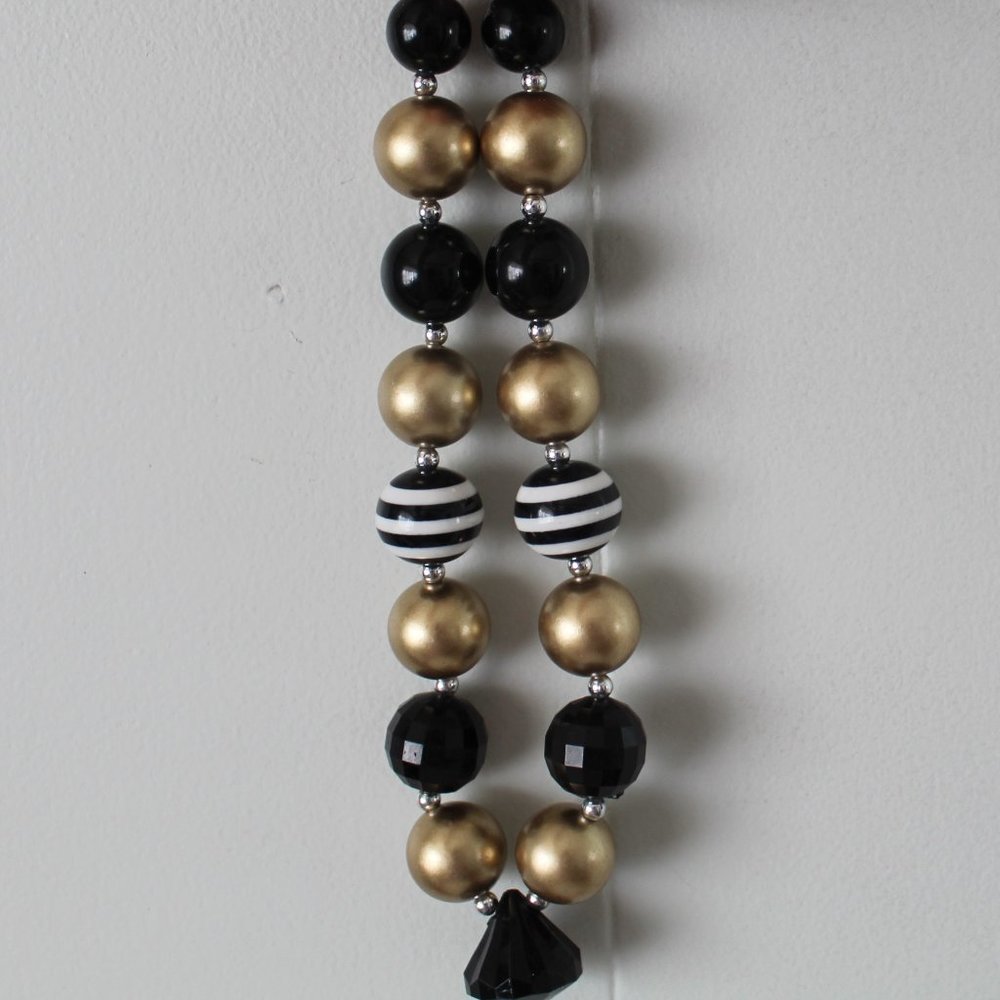 Black White, and Gold Chunky Beaded Necklace